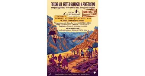 5 settembre 2026 pomeriggio, Trekking alle Grotte di San Ponzo e Ponte Tibetano