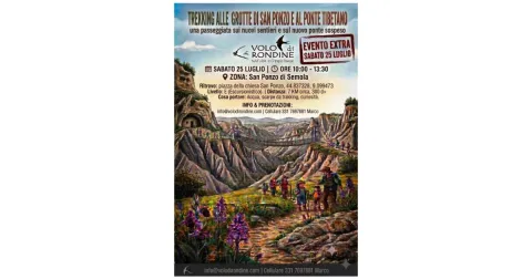 25 Luglio 2026 mattina, Trekking alle Grotte di San Ponzo e al Ponte Tibetano