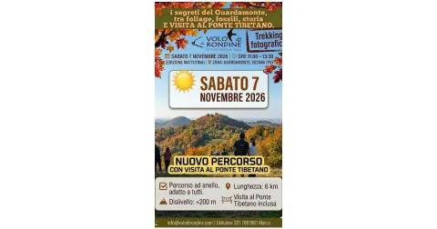 7 Novembre 2026, Trekking Edizione Mattina, PONTE TIBETANO, Foliage e Fossili al Guardamonte